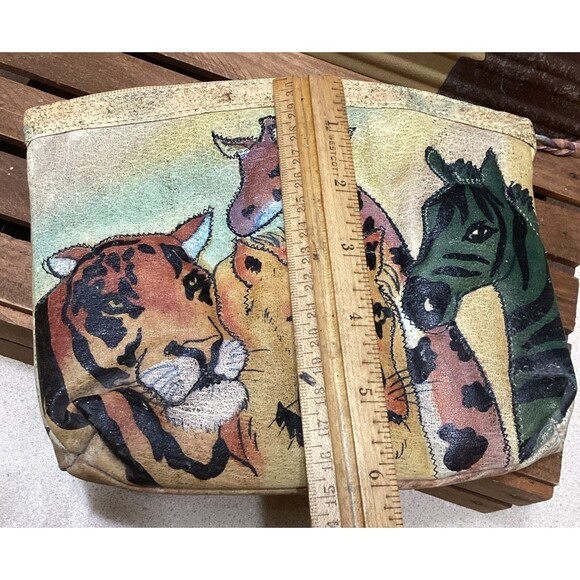 Signed Emily Ann Of Boca Raton Hand Painted Leather Make Up Pouch Wallet Clutch - Picture 12 of 15